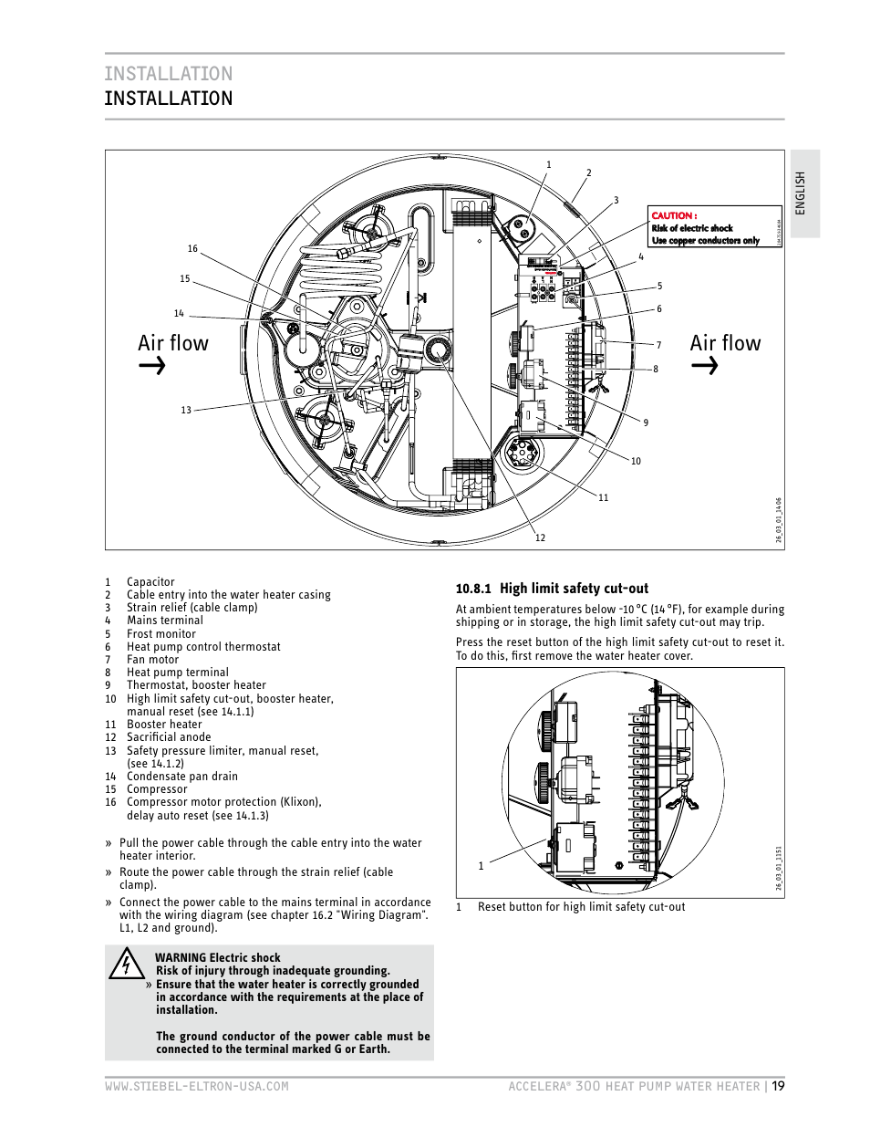 Air flow, Installation installation | STIEBEL ELTRON Accelera 300 User Manual | Page 19 / 81