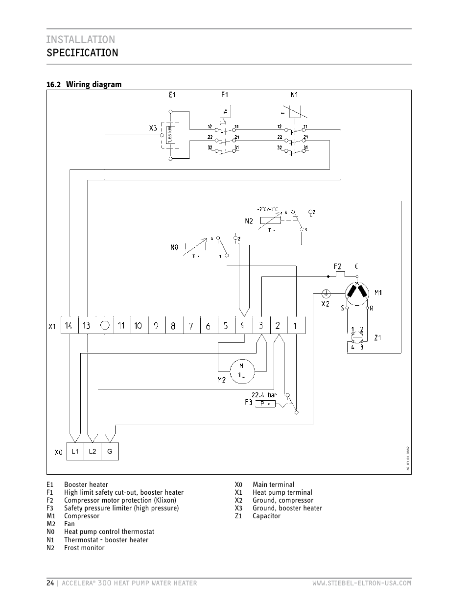 Installation specification, 2 wiring diagram | STIEBEL ELTRON Accelera 300 User Manual | Page 24 / 81