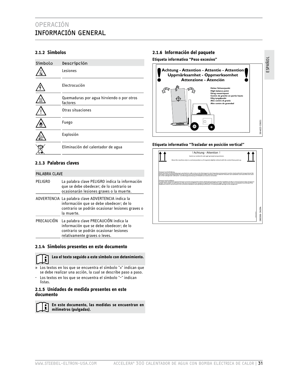 Operación información general | STIEBEL ELTRON Accelera 300 User Manual | Page 33 / 81