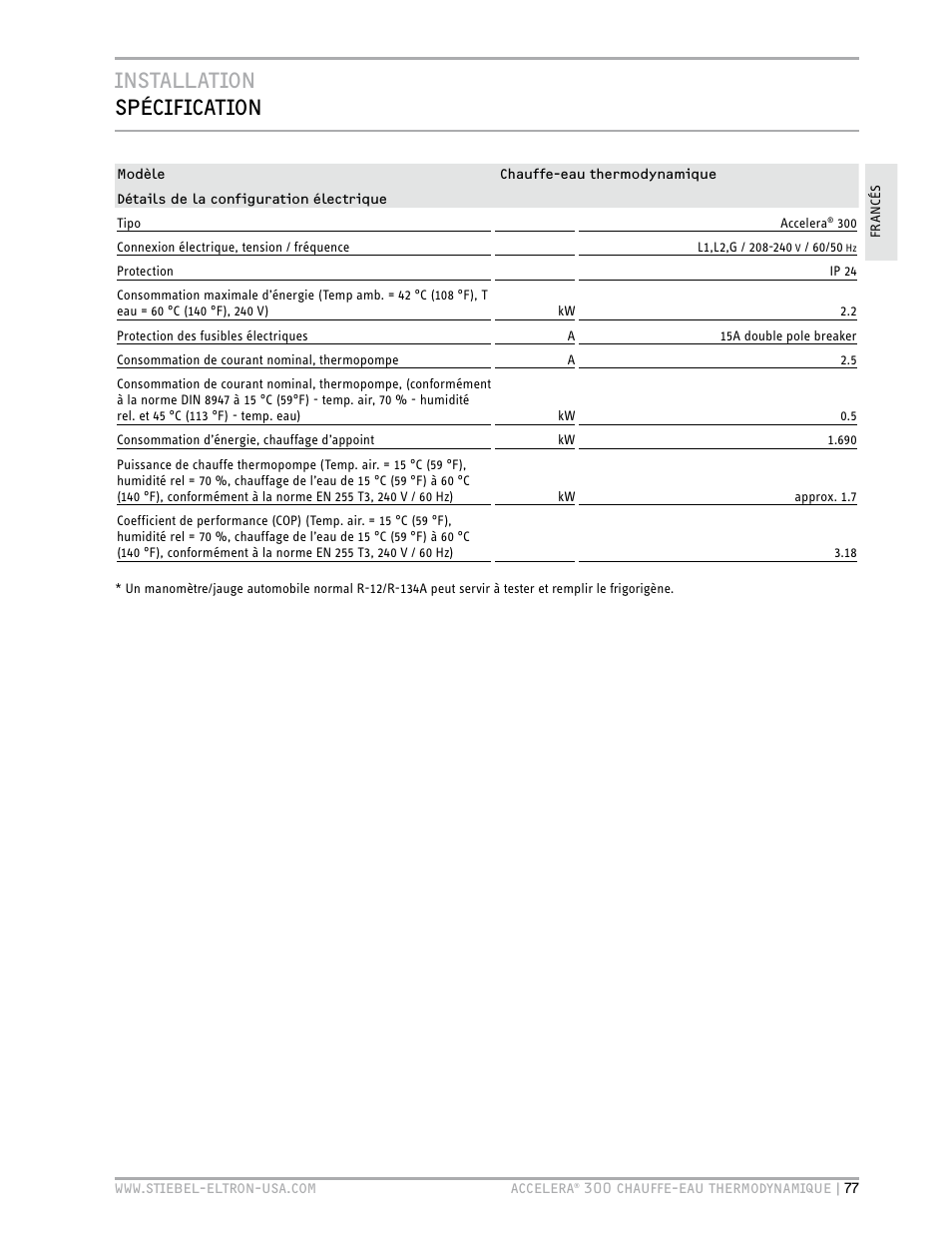 Installation spécification | STIEBEL ELTRON Accelera 300 User Manual | Page 79 / 81