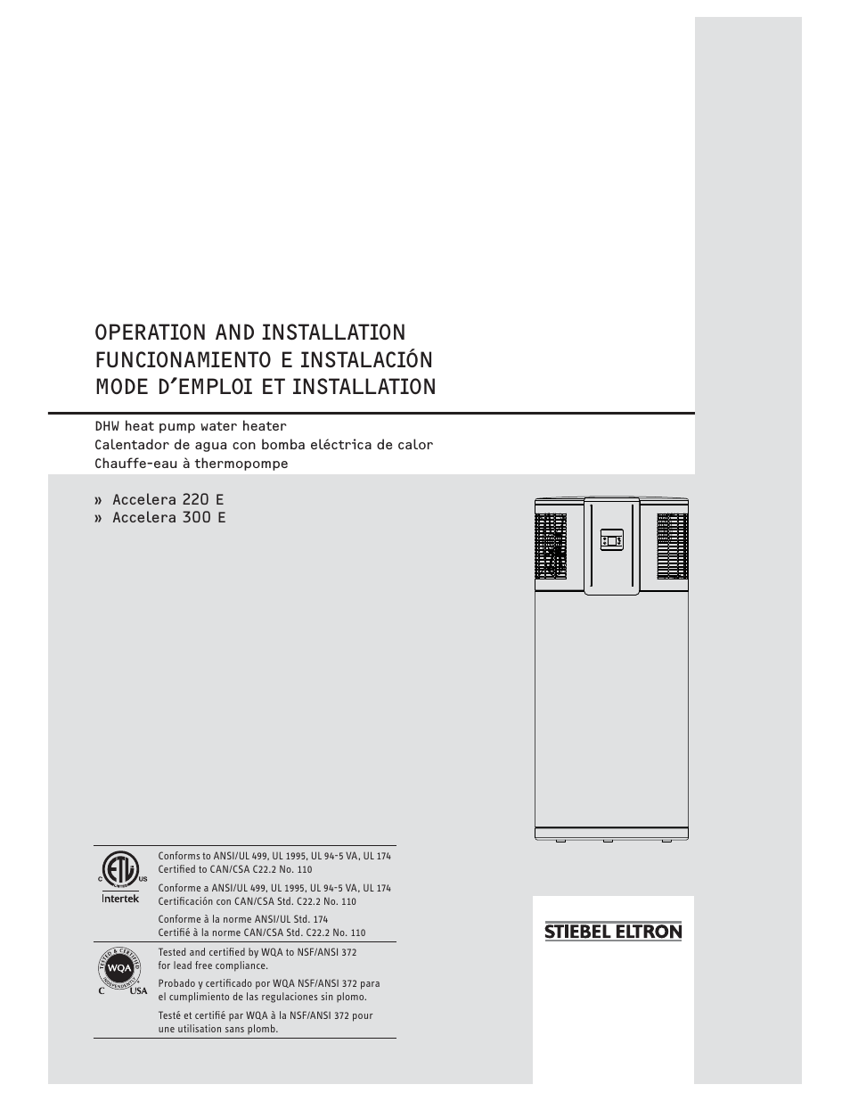 STIEBEL ELTRON Accelera 300 E User Manual | 92 pages