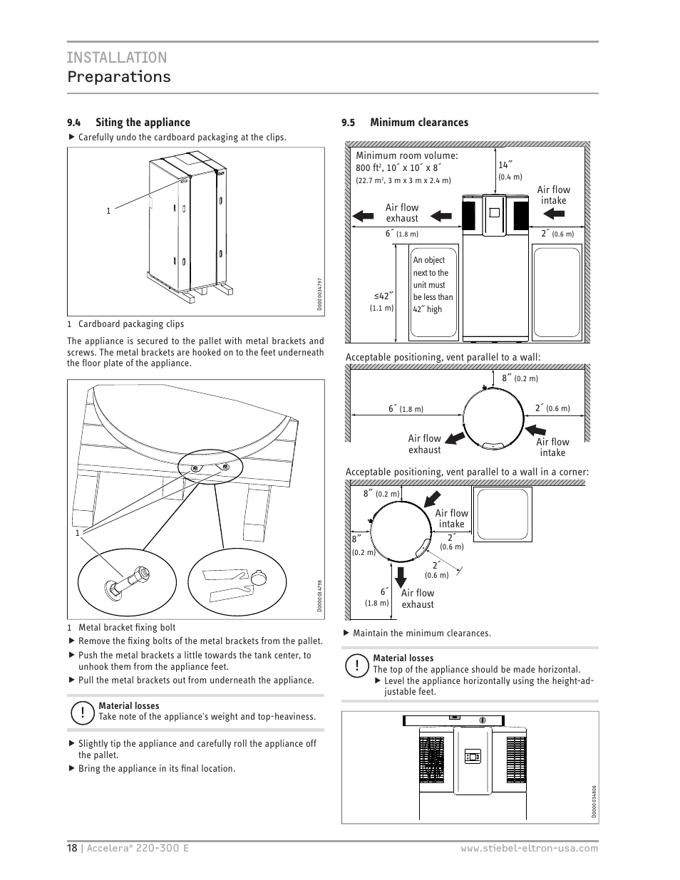 Installation preparations | STIEBEL ELTRON Accelera 300 E User Manual | Page 18 / 92