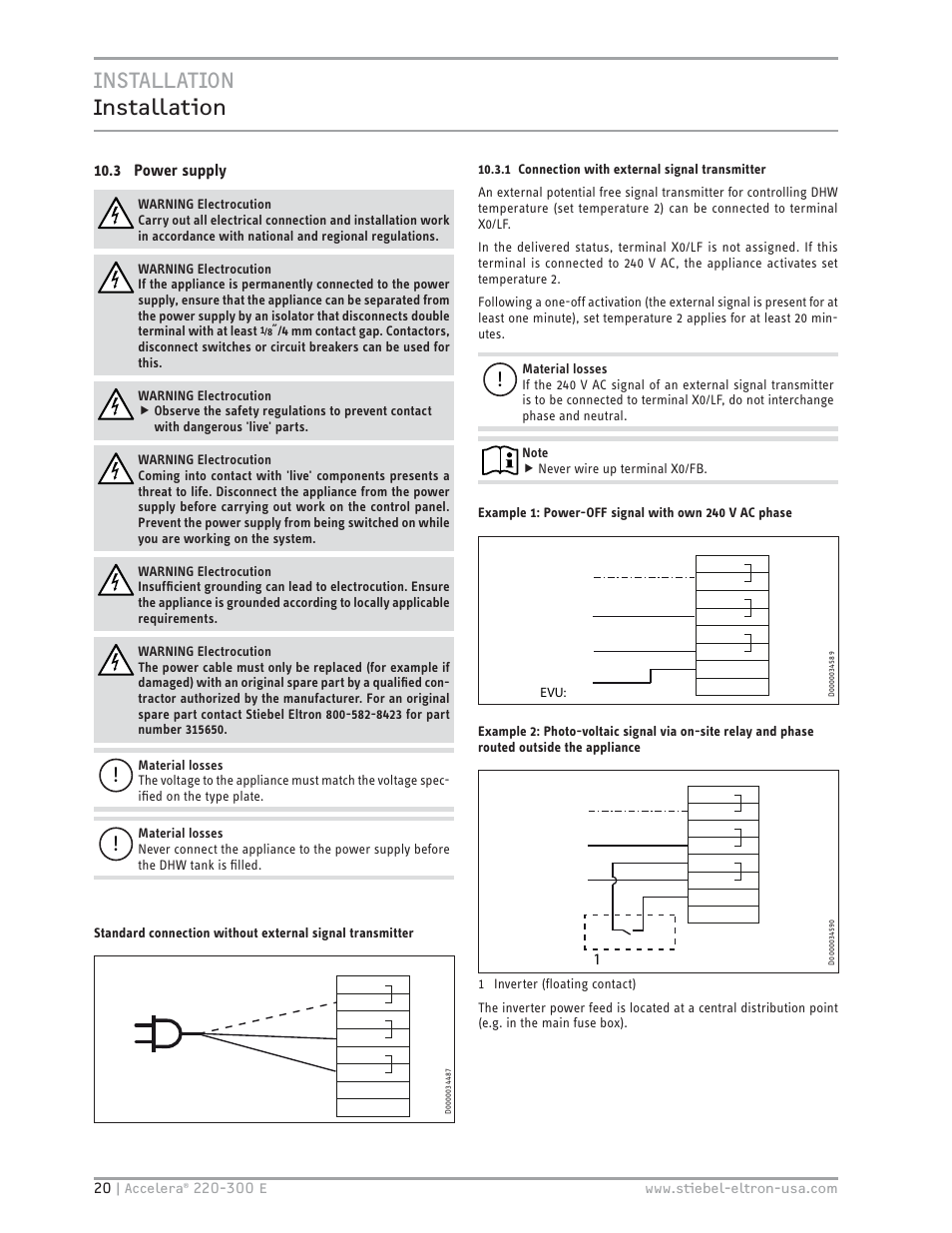 Installation installation | STIEBEL ELTRON Accelera 300 E User Manual | Page 20 / 92