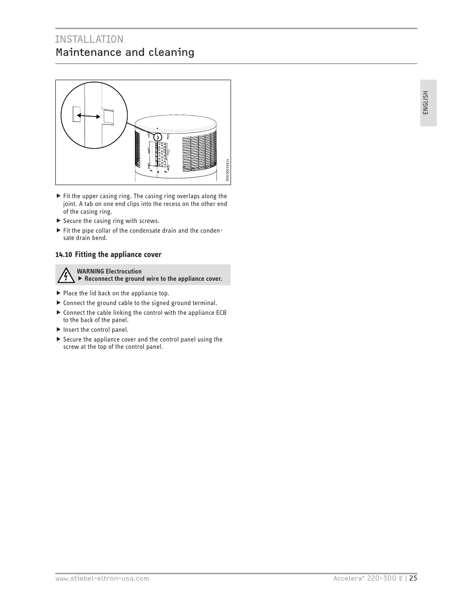 Installation maintenance and cleaning | STIEBEL ELTRON Accelera 300 E User Manual | Page 25 / 92