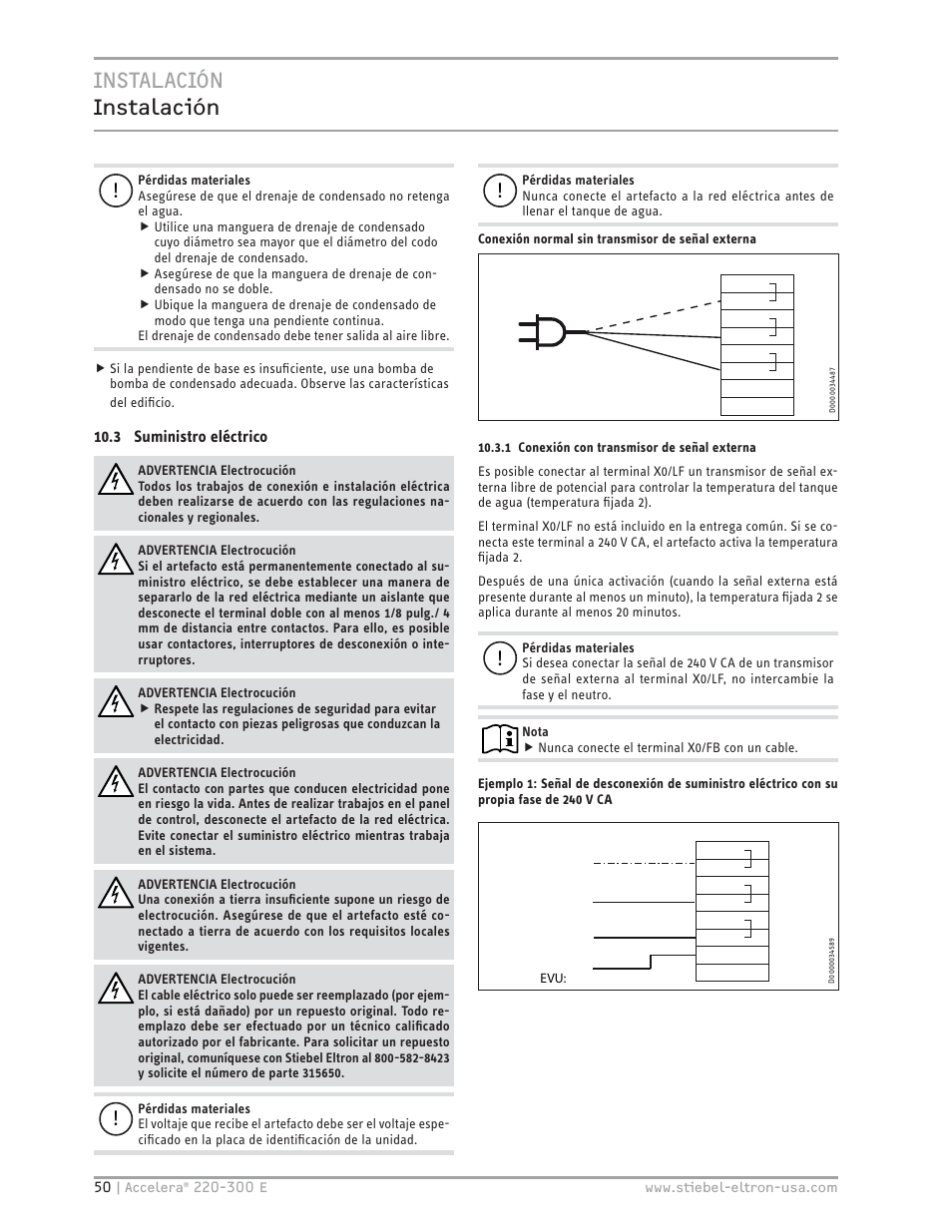 Instalación instalación | STIEBEL ELTRON Accelera 300 E User Manual | Page 50 / 92