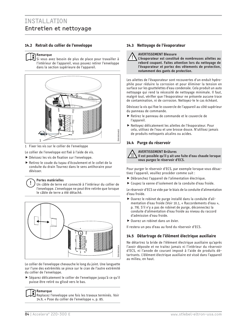 Installation, Entretien et nettoyage | STIEBEL ELTRON Accelera 300 E User Manual | Page 84 / 92