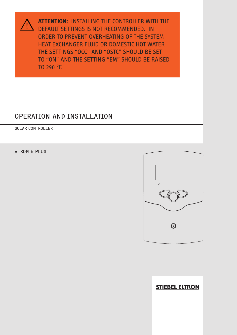 STIEBEL ELTRON SOM 6 PLUS User Manual | 24 pages