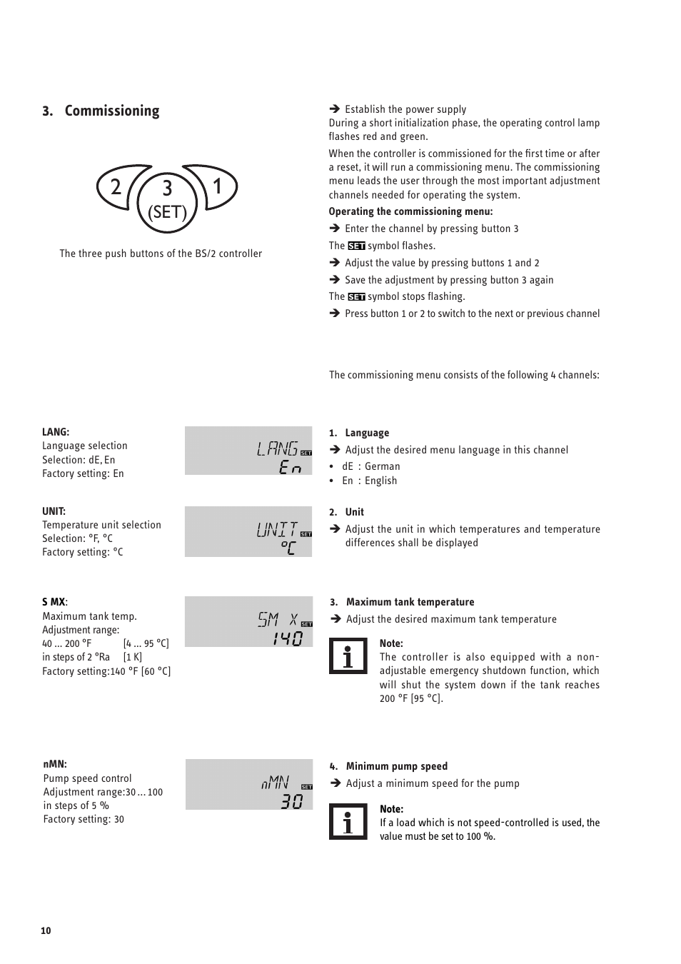 Set), Commissioning | STIEBEL ELTRON SOM 6 PLUS User Manual | Page 10 / 24