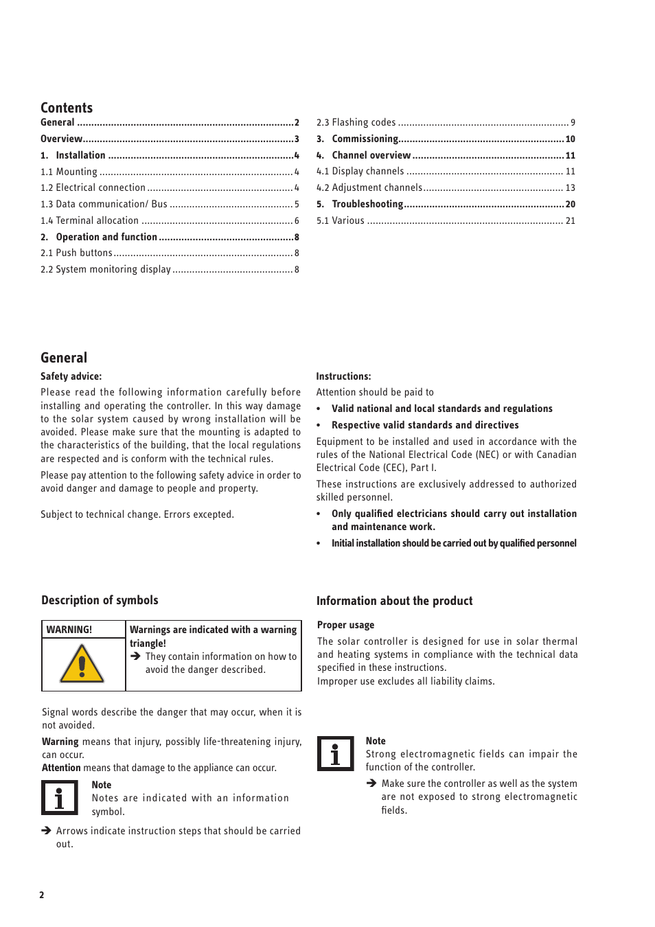 General contents | STIEBEL ELTRON SOM 6 PLUS User Manual | Page 2 / 24