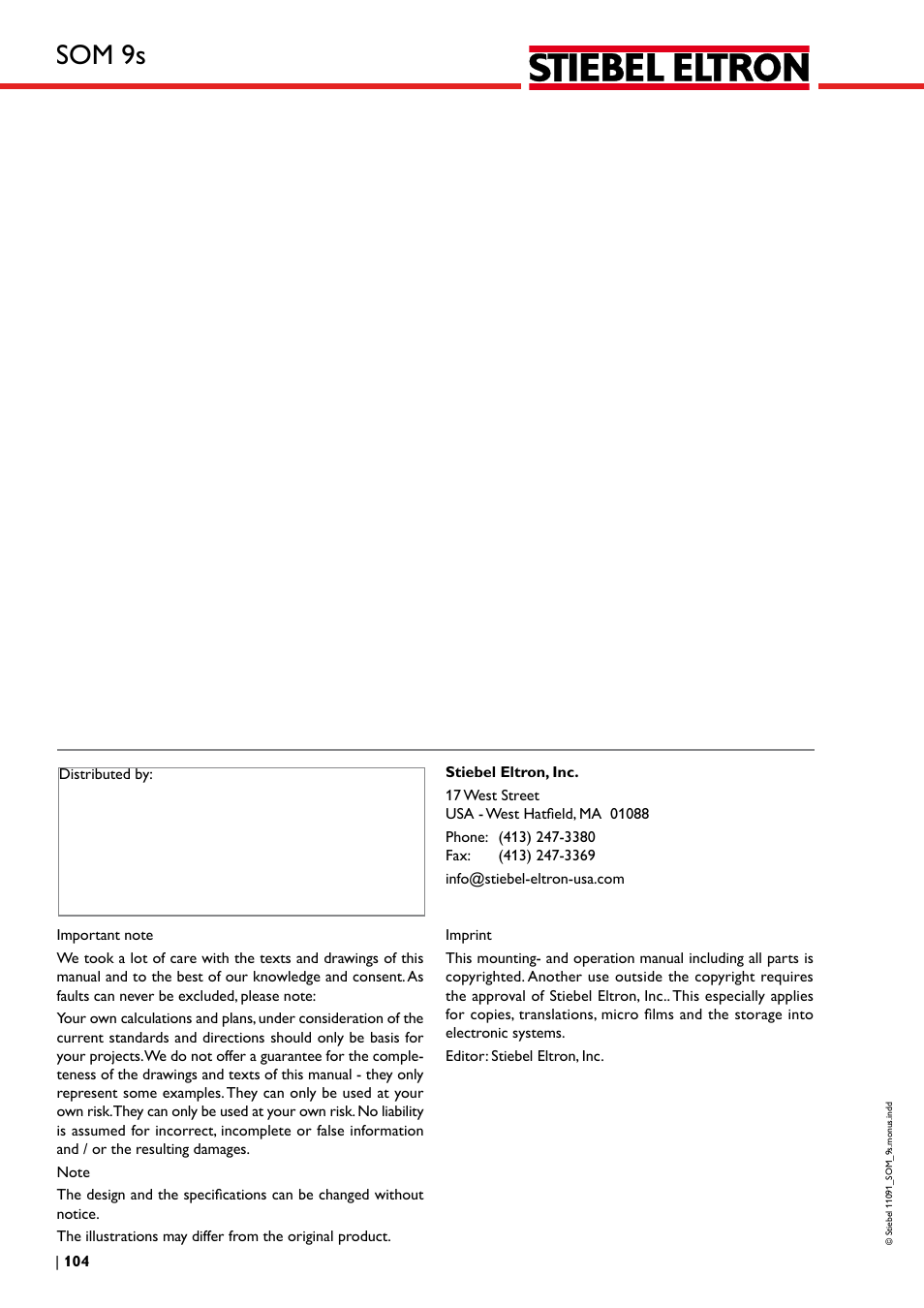 Som 9s | STIEBEL ELTRON SOM 9s User Manual | Page 104 / 104