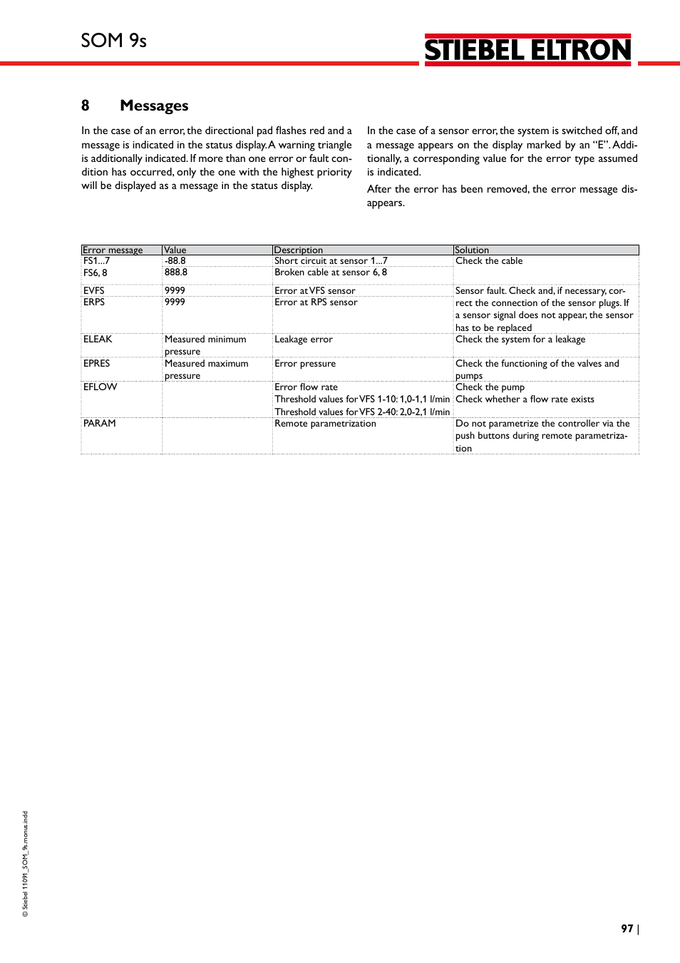 Som 9s, 8messages | STIEBEL ELTRON SOM 9s User Manual | Page 97 / 104