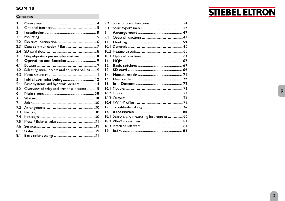 Som 10 | STIEBEL ELTRON SOM 10 User Manual | Page 3 / 84