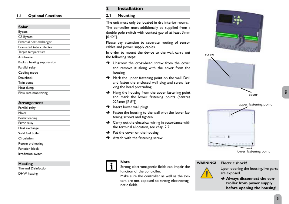 2installation | STIEBEL ELTRON SOM 10 User Manual | Page 5 / 84