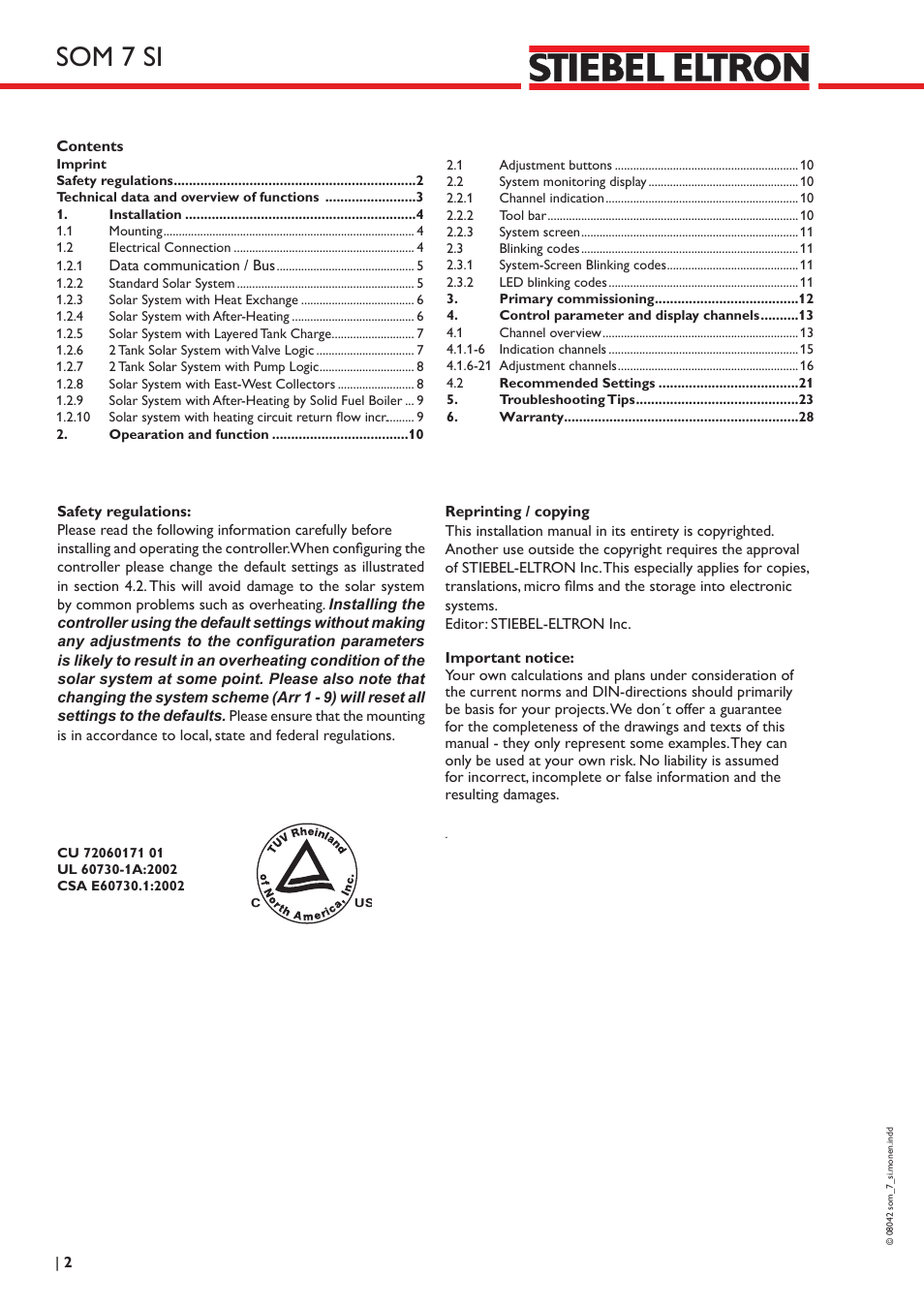 Som 7 si | STIEBEL ELTRON SOM 7 SI User Manual | Page 2 / 28