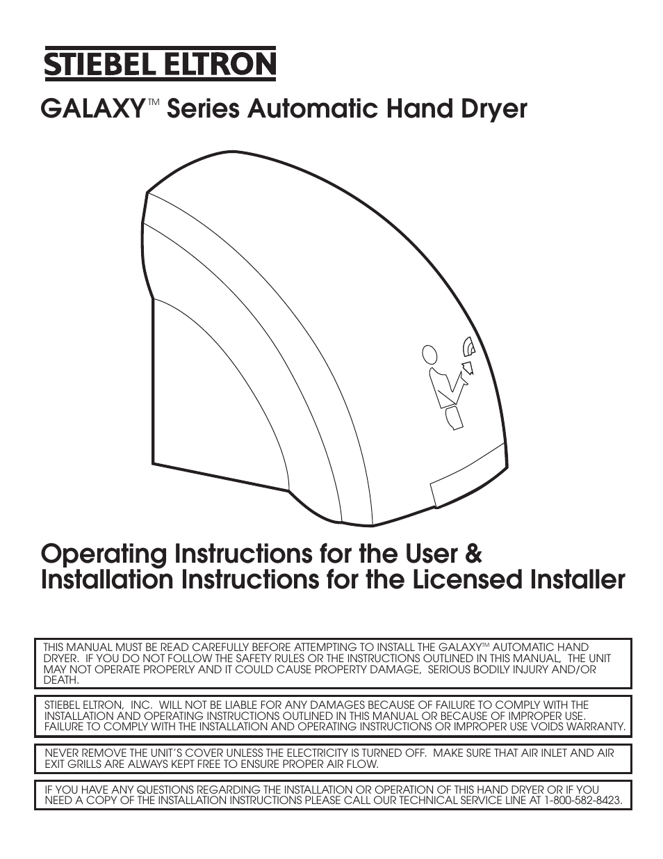STIEBEL ELTRON GALAXYTM Series Automatic Hand Dryer User Manual | 5 pages