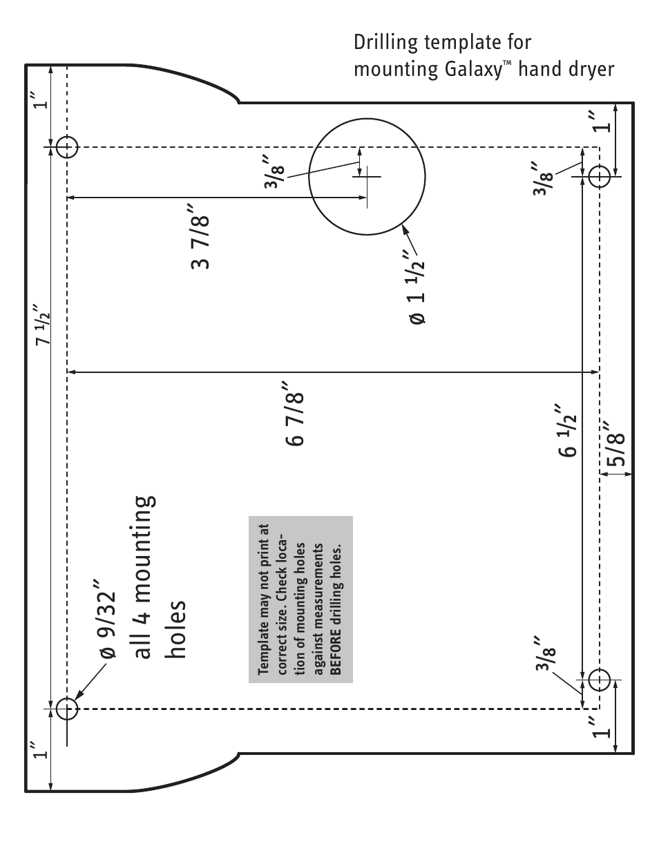 Drilling template for mounting galaxy, Hand dryer | STIEBEL ELTRON GALAXYTM Series Automatic Hand Dryer User Manual | Page 5 / 5