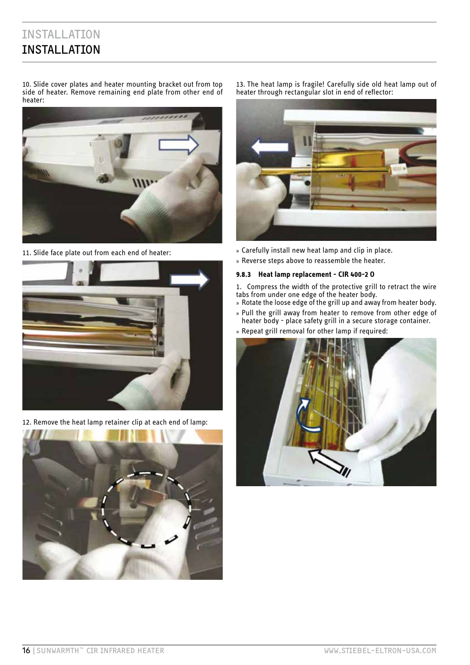 Installation installation | STIEBEL ELTRON SunWarmth CIR 400-2 O User Manual | Page 16 / 72