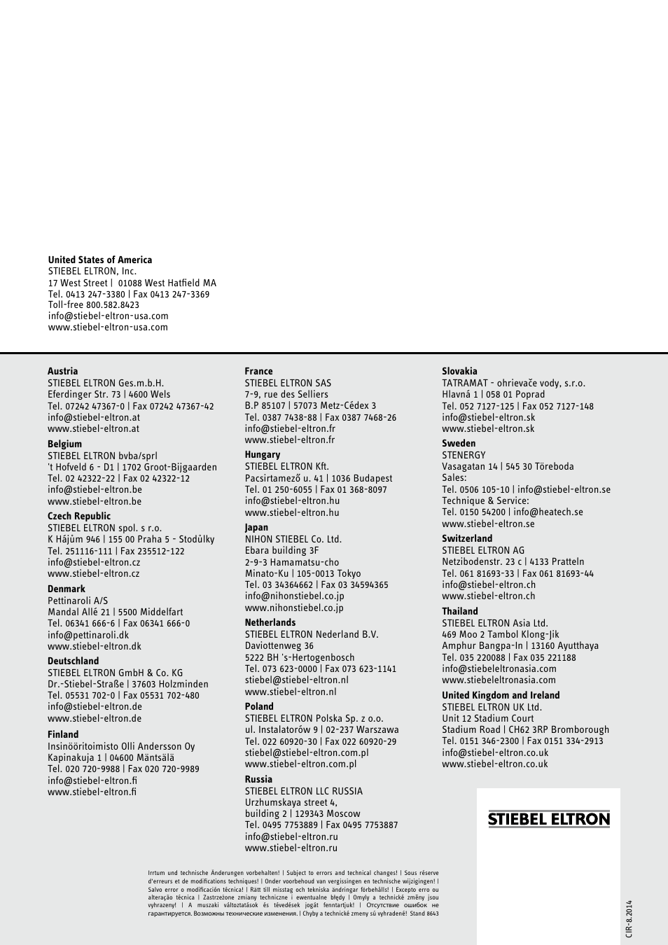 STIEBEL ELTRON SunWarmth CIR 400-2 O User Manual | Page 72 / 72
