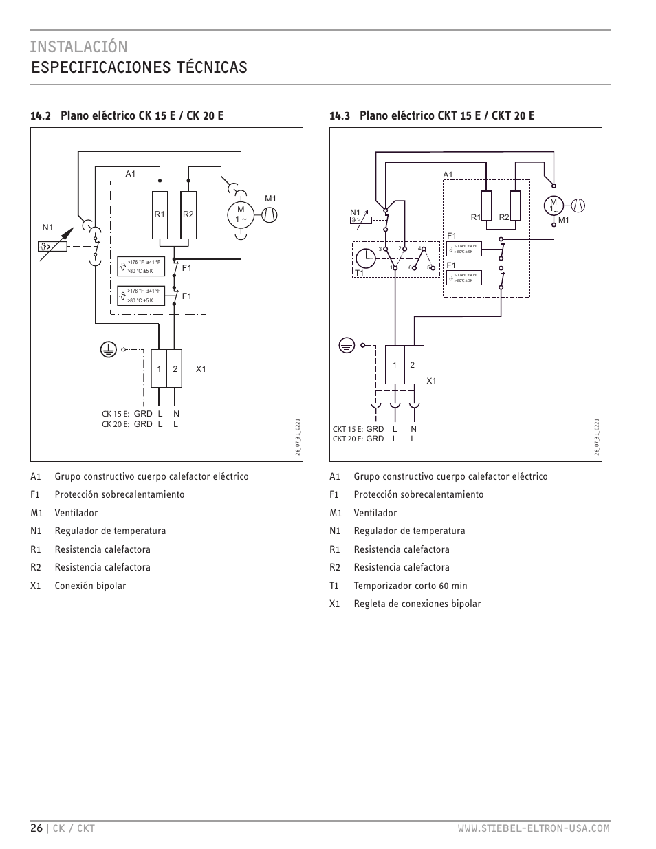 Instalación especificaciones técnicas | STIEBEL ELTRON CKT 20 E User Manual | Page 26 / 28