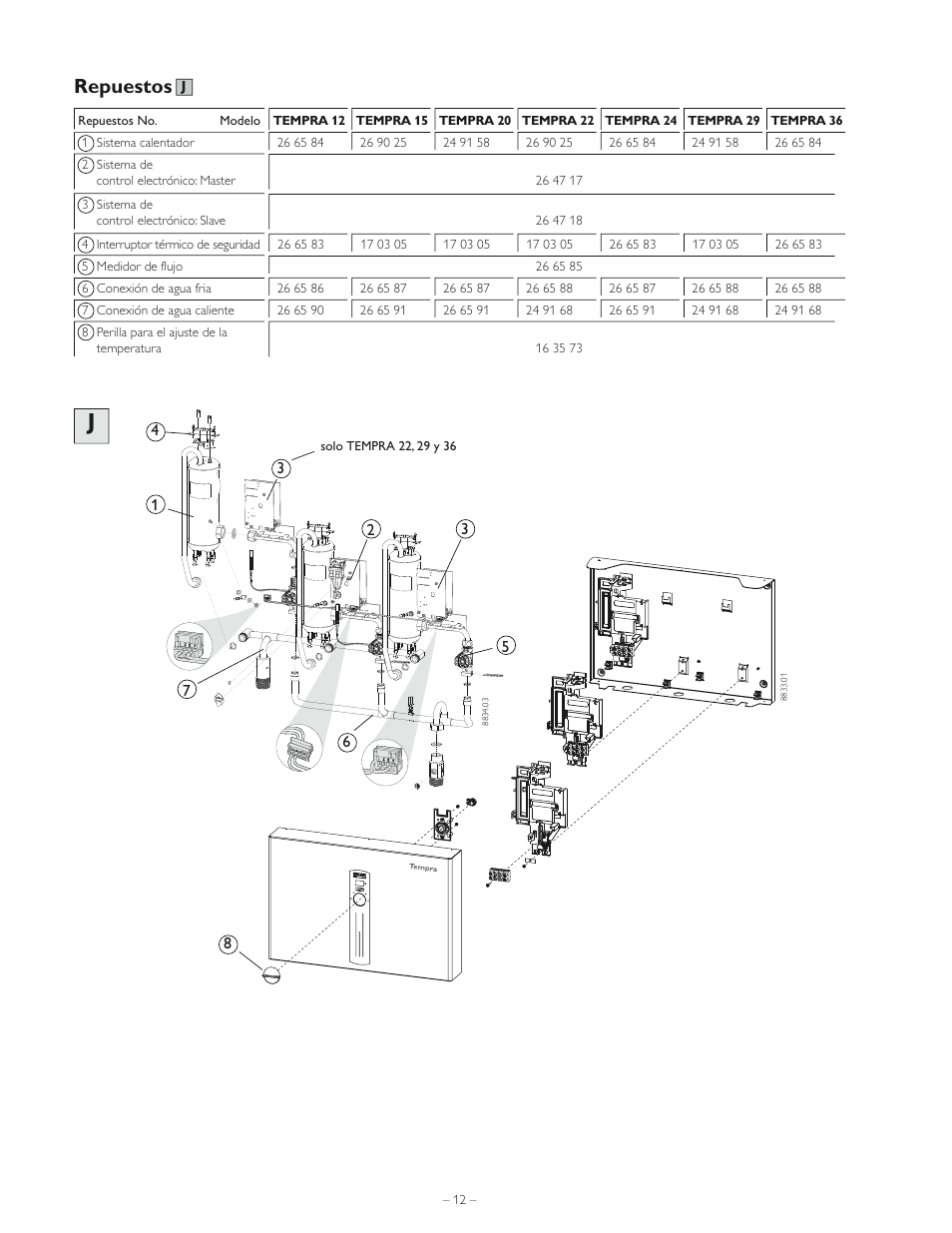 Repuestos | STIEBEL ELTRON Tempra 36 User Manual | Page 12 / 20
