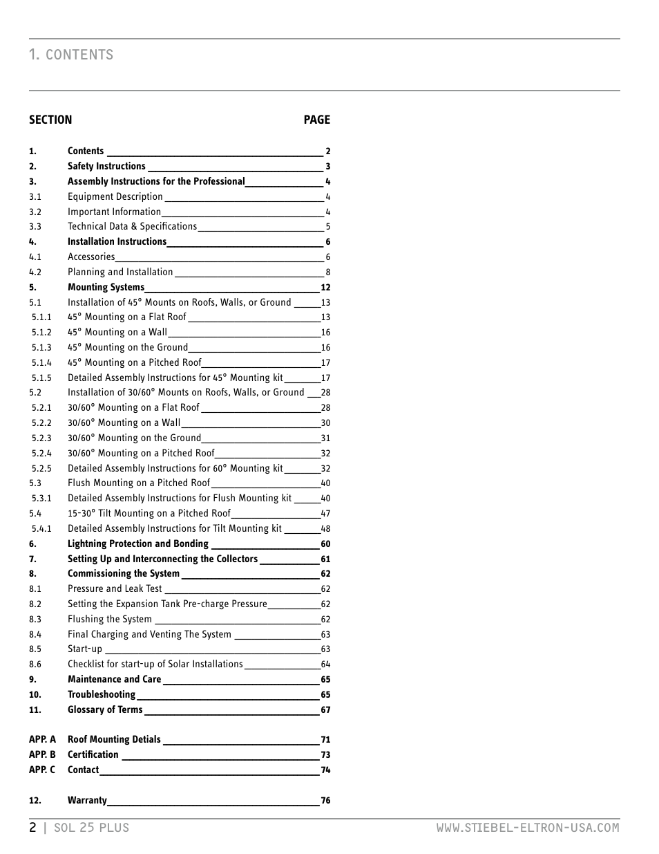 STIEBEL ELTRON SOL 25 PLUS User Manual | Page 2 / 77