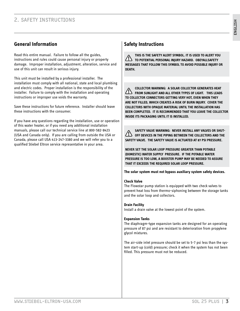 STIEBEL ELTRON SOL 25 PLUS User Manual | Page 3 / 77