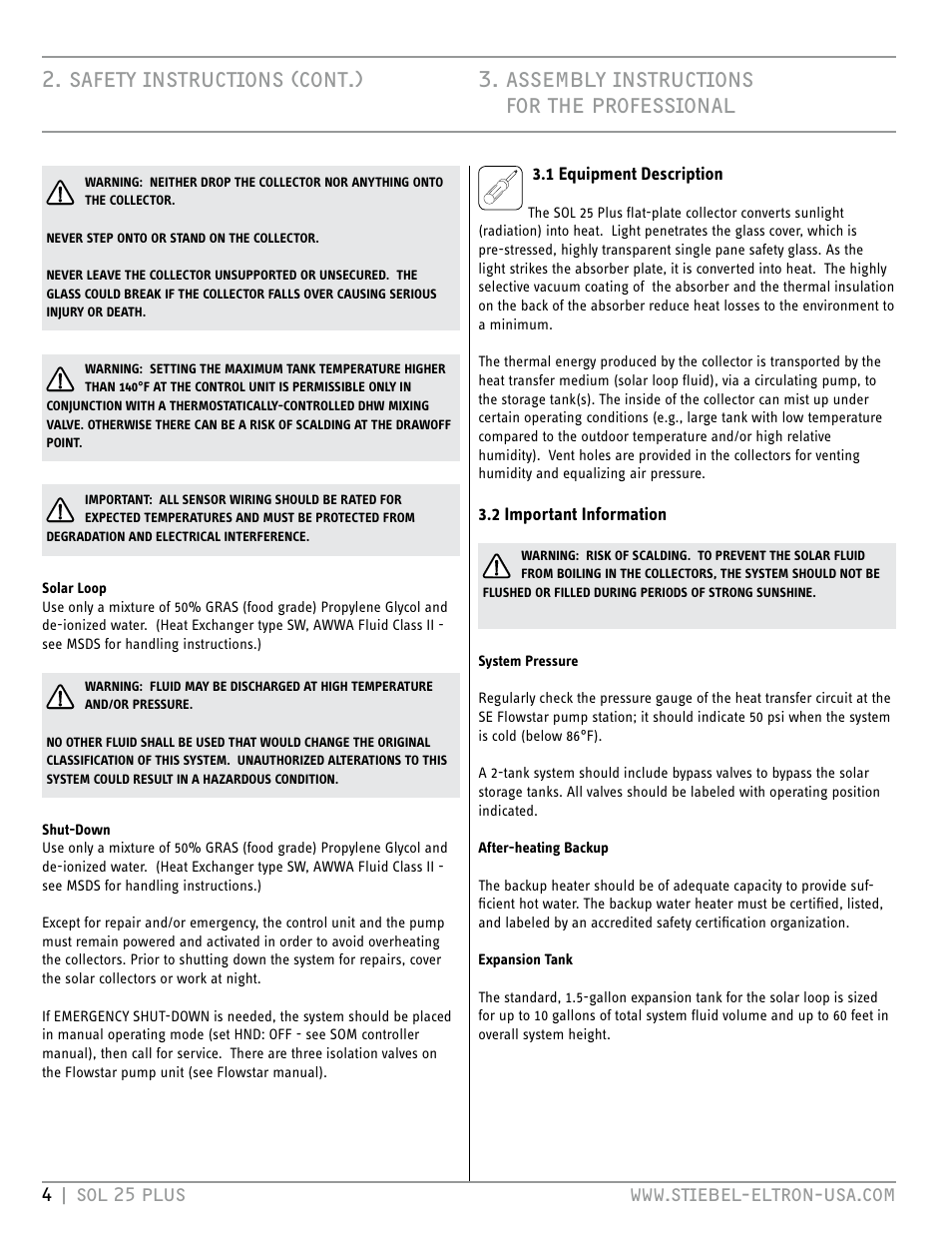 STIEBEL ELTRON SOL 25 PLUS User Manual | Page 4 / 77