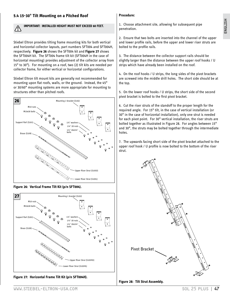 Pivot bracket | STIEBEL ELTRON SOL 25 PLUS User Manual | Page 47 / 77