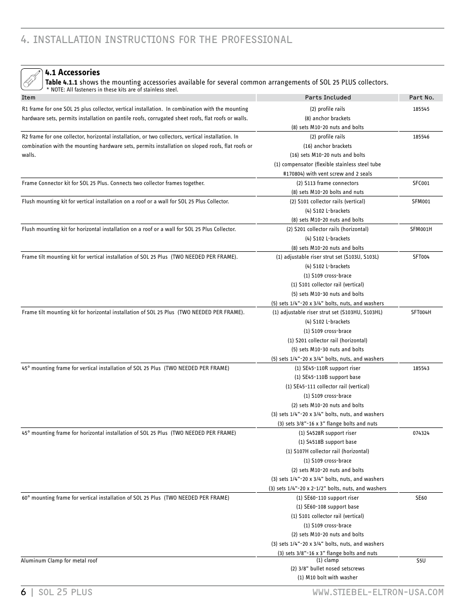 Installation instructions for the professional | STIEBEL ELTRON SOL 25 PLUS User Manual | Page 6 / 77