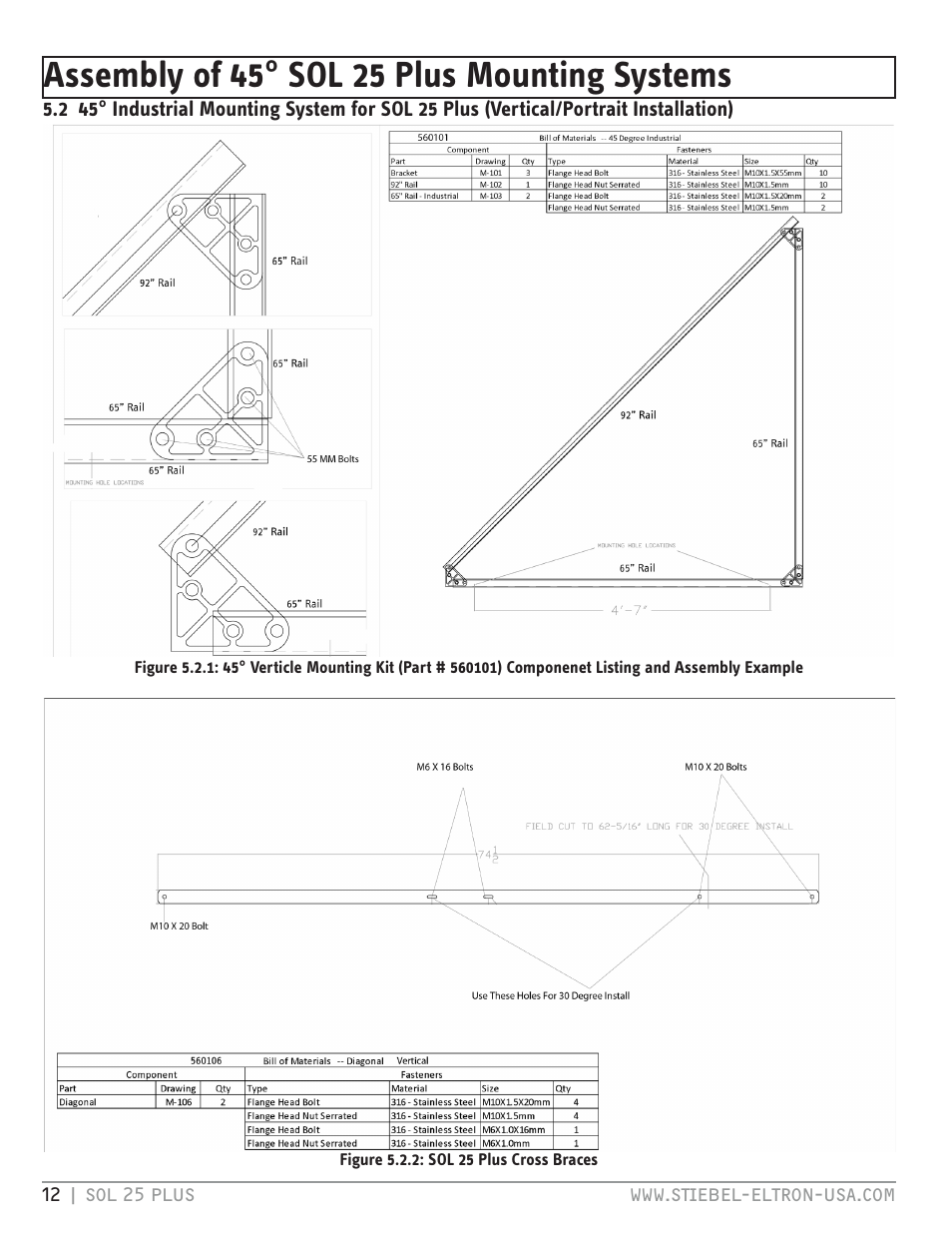 Assembly of 45° sol 25 plus mounting systems | STIEBEL ELTRON SOL 25 PLUS User Manual | Page 12 / 45