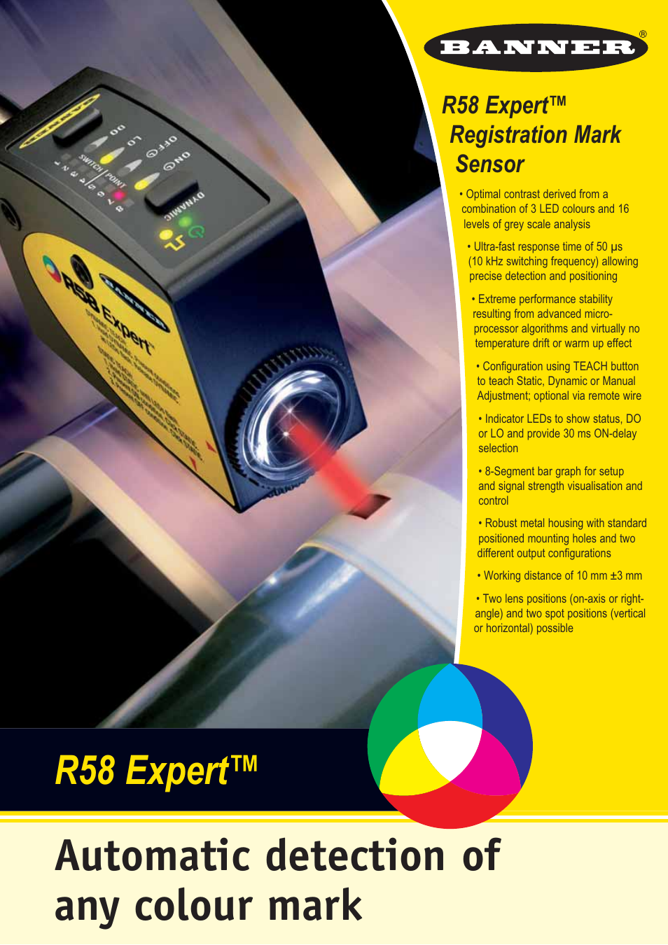 Banner Registration Mark Sensor R58 Expert User Manual | 2 pages