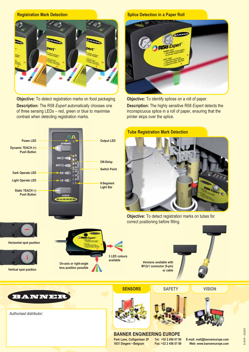 Banner engineering europe | Banner Registration Mark Sensor R58 Expert User Manual | Page 2 / 2