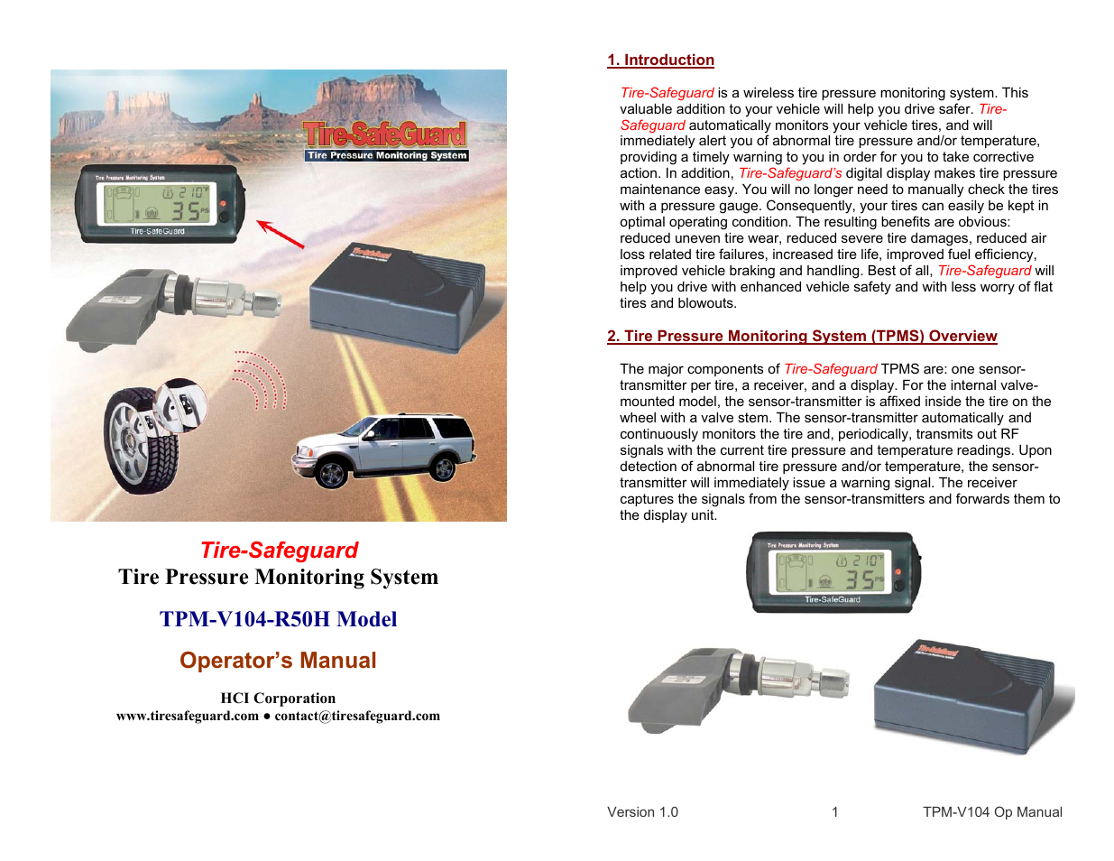 Tire-SafeGuard TPM-V104-R50H User Manual | 4 pages