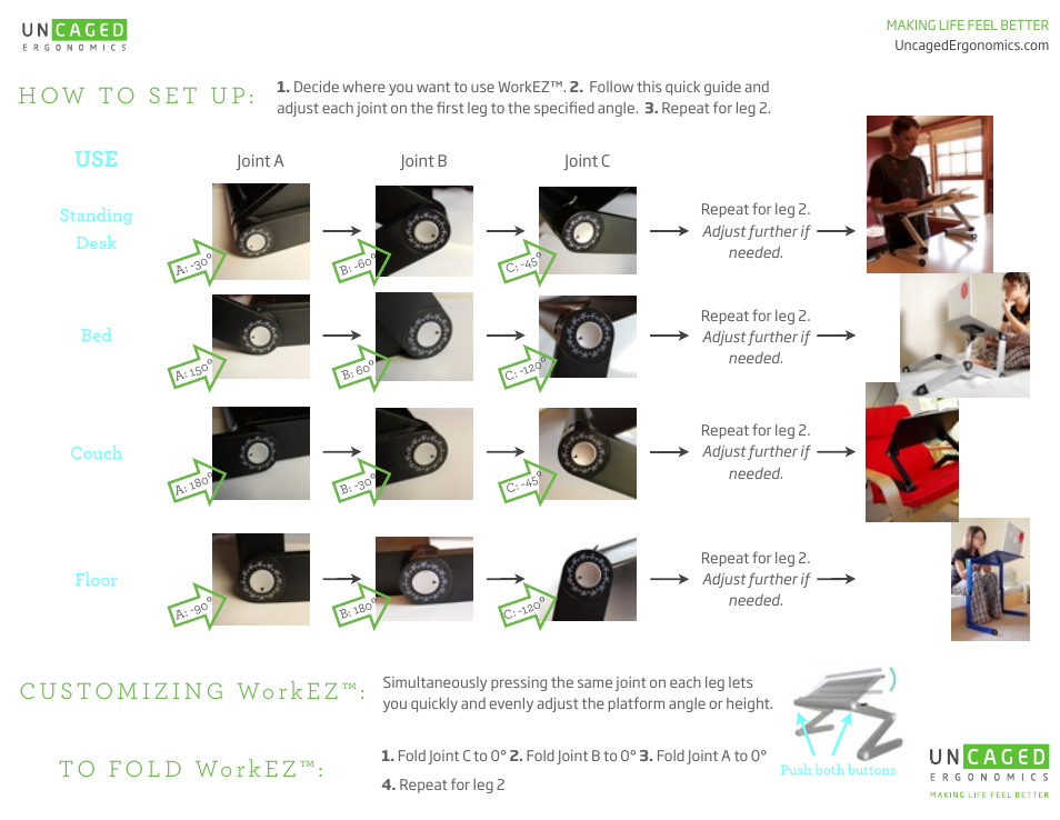 Uncaged Ergonomics WorkEZ Executive User Manual | Page 2 / 2