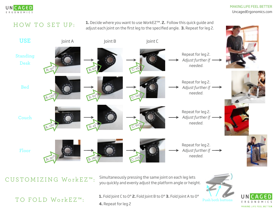 Uncaged Ergonomics WorkEZ Professional User Manual | Page 2 / 2