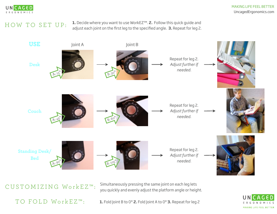 Uncaged Ergonomics WorkEZ Light User Manual | Page 2 / 2