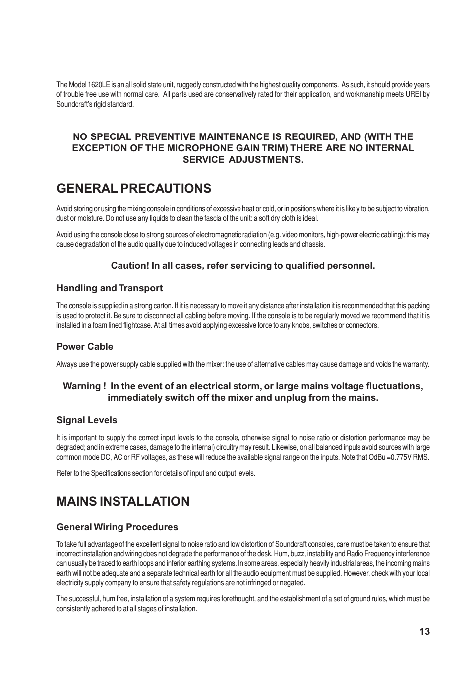 Inst | SoundCraft 1620LE User Manual | Page 13 / 32