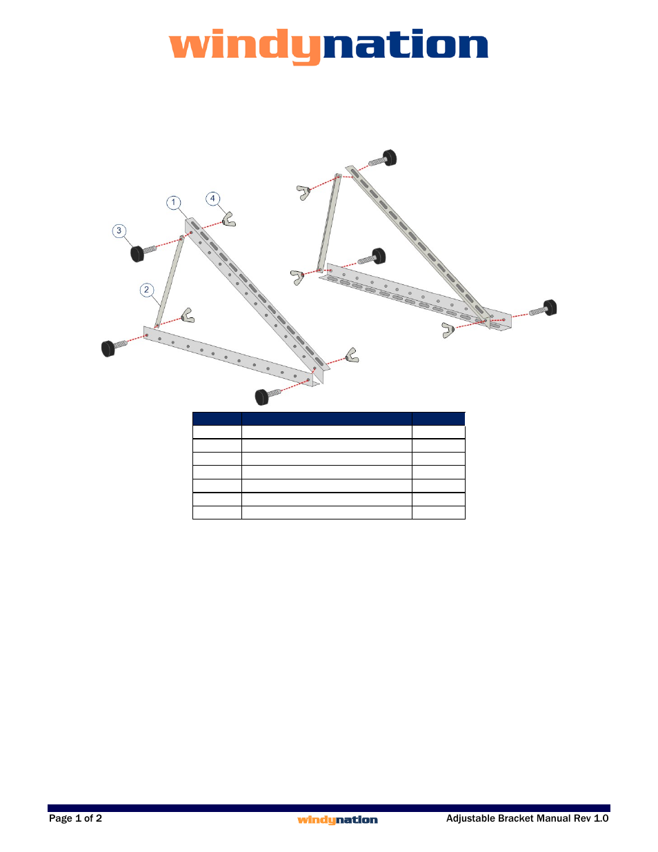 Windy Nation SOL-AJBR-01 Adjustable Tilt Solar Mount User Manual | 2 pages