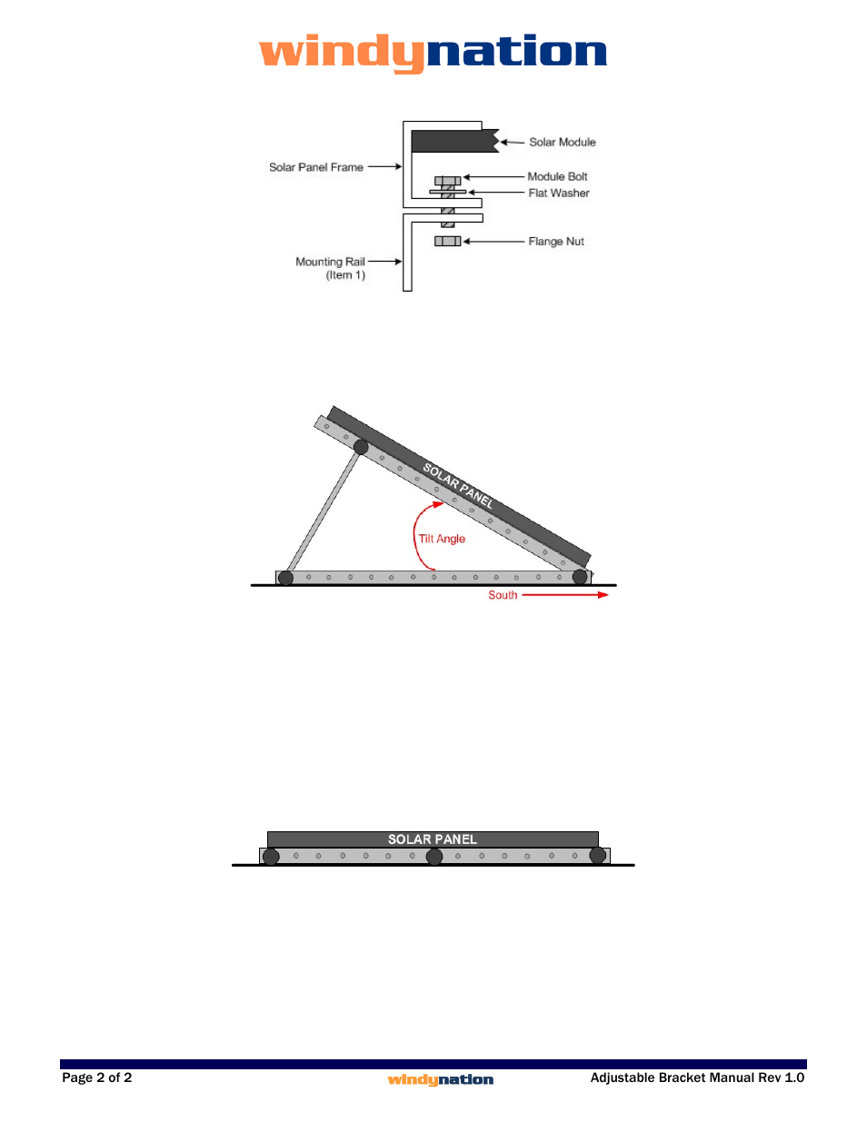 Windy Nation SOL-AJBR-01 Adjustable Tilt Solar Mount User Manual | Page 2 / 2