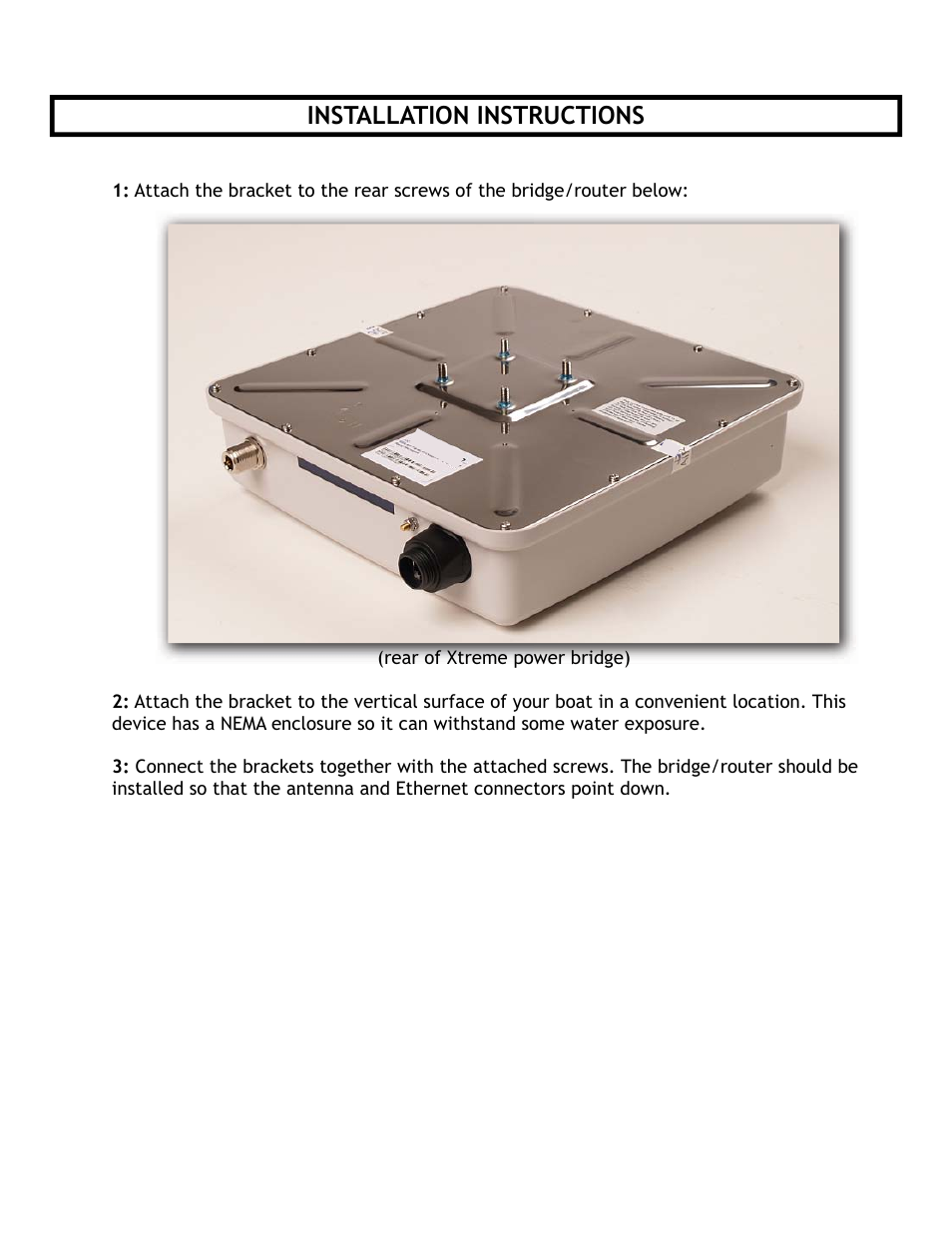 Installation instructions | Broadband Products Xtreme Networked Boat User Manual | Page 4 / 16