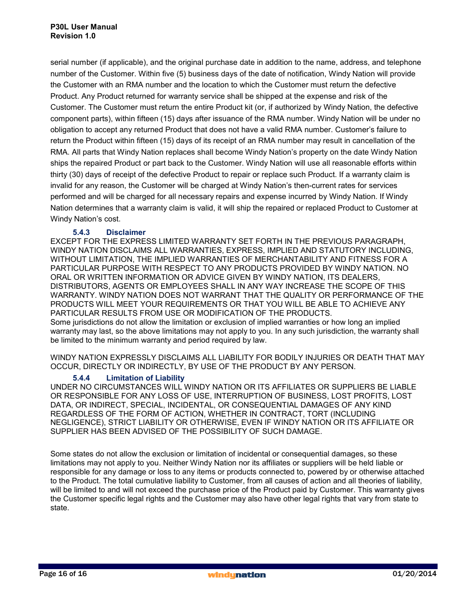 3 disclaimer, 4 limitation of liability, Disclaimer | Limitation of liability | Windy Nation P30L LCD 30A Solar Charge Controller User Manual | Page 16 / 16