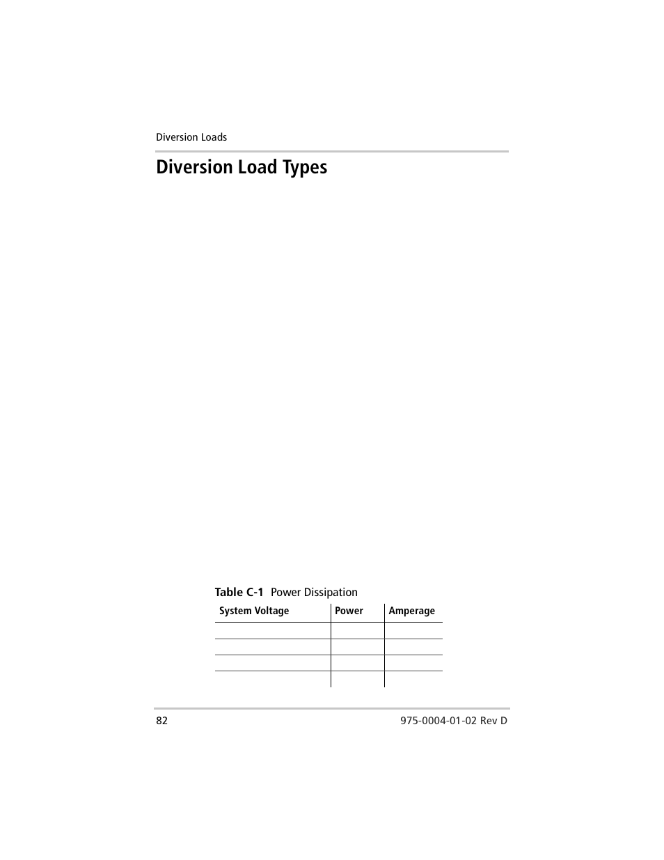 Diversion load types, Table c-1, Power dissipation | Windy Nation Xantrex C Series Multifunction DC Controller User Manual | Page 102 / 114