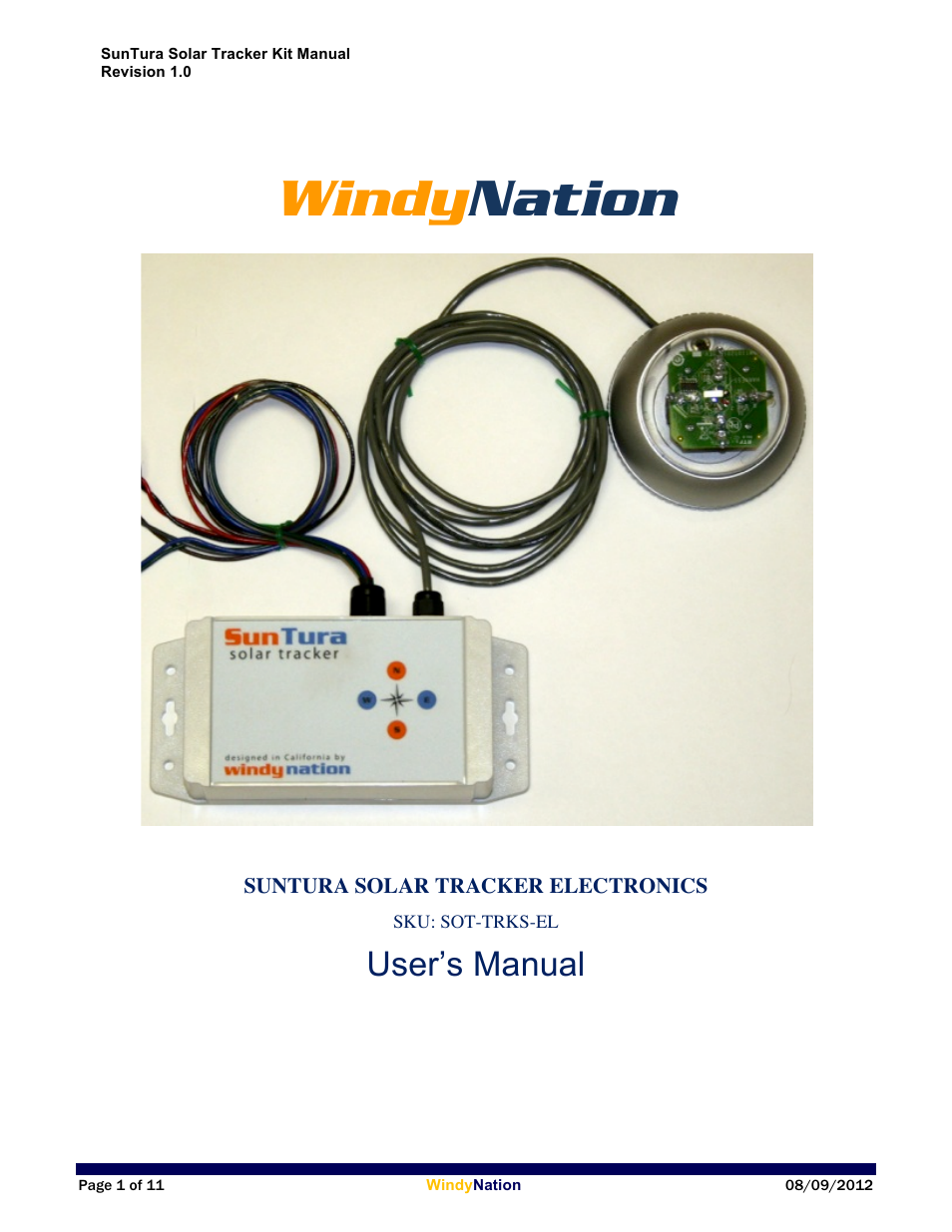 Windy Nation Suntura Series Solar Tracker Electronics User Manual | 11 pages