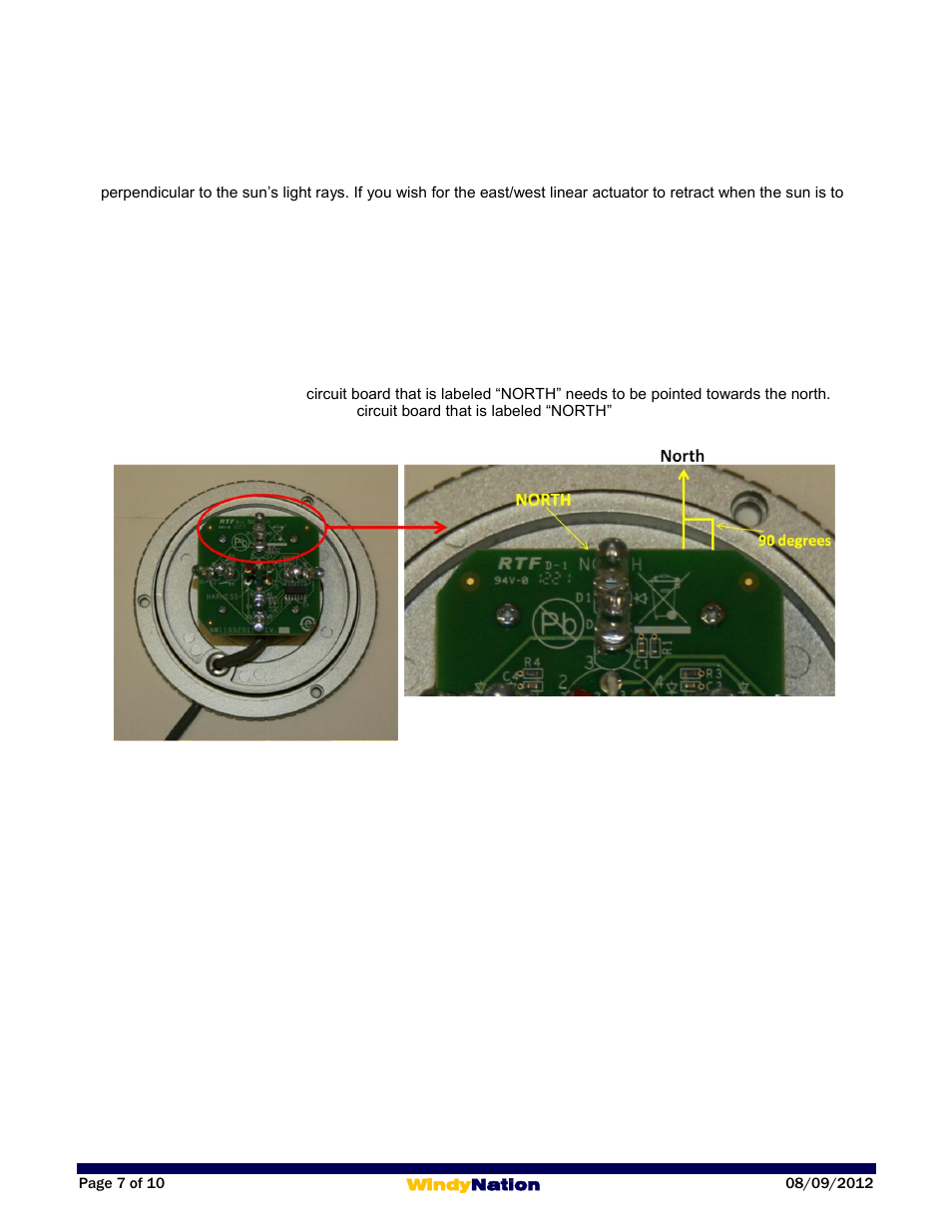 East/west linear actuator installation, Photo sensor installation | Windy Nation Suntura Series Solar Tracker Small Actuators User Manual | Page 7 / 10