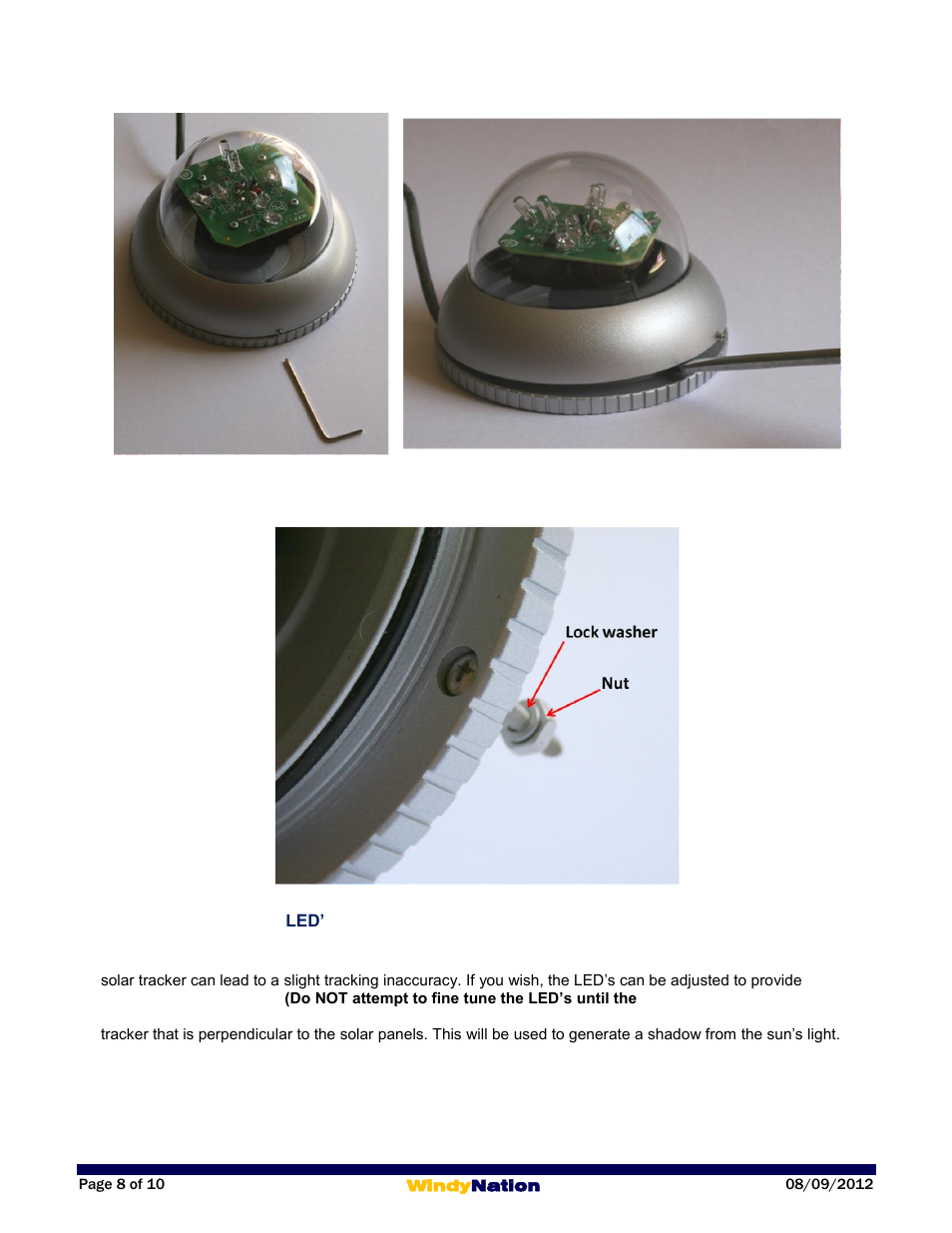 Fine tuning the led’s for optimal solar tracking | Windy Nation Suntura Series Solar Tracker Small Actuators User Manual | Page 8 / 10