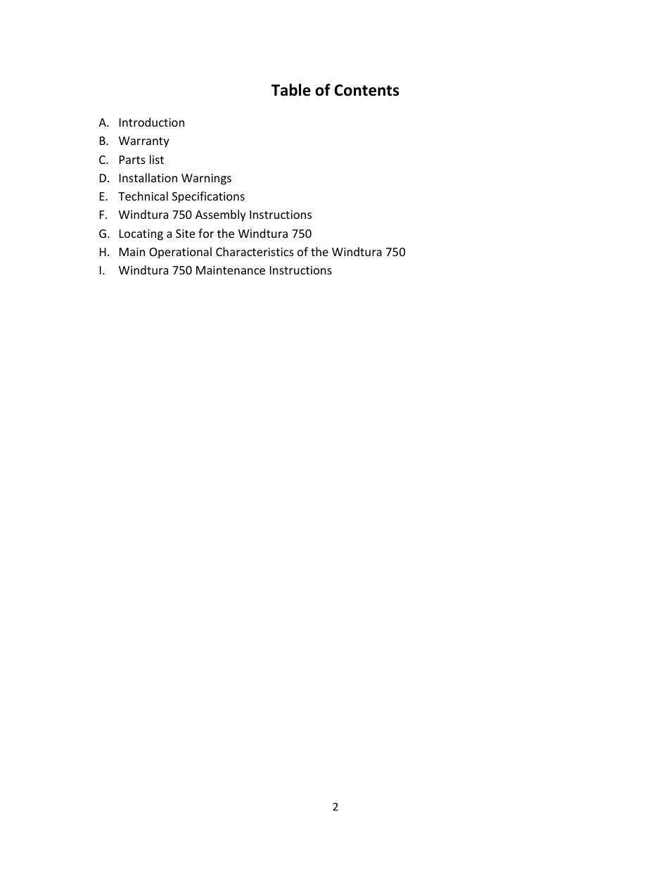 Windy Nation Windtura 750 Wind Turbine Generator User Manual | Page 2 / 16