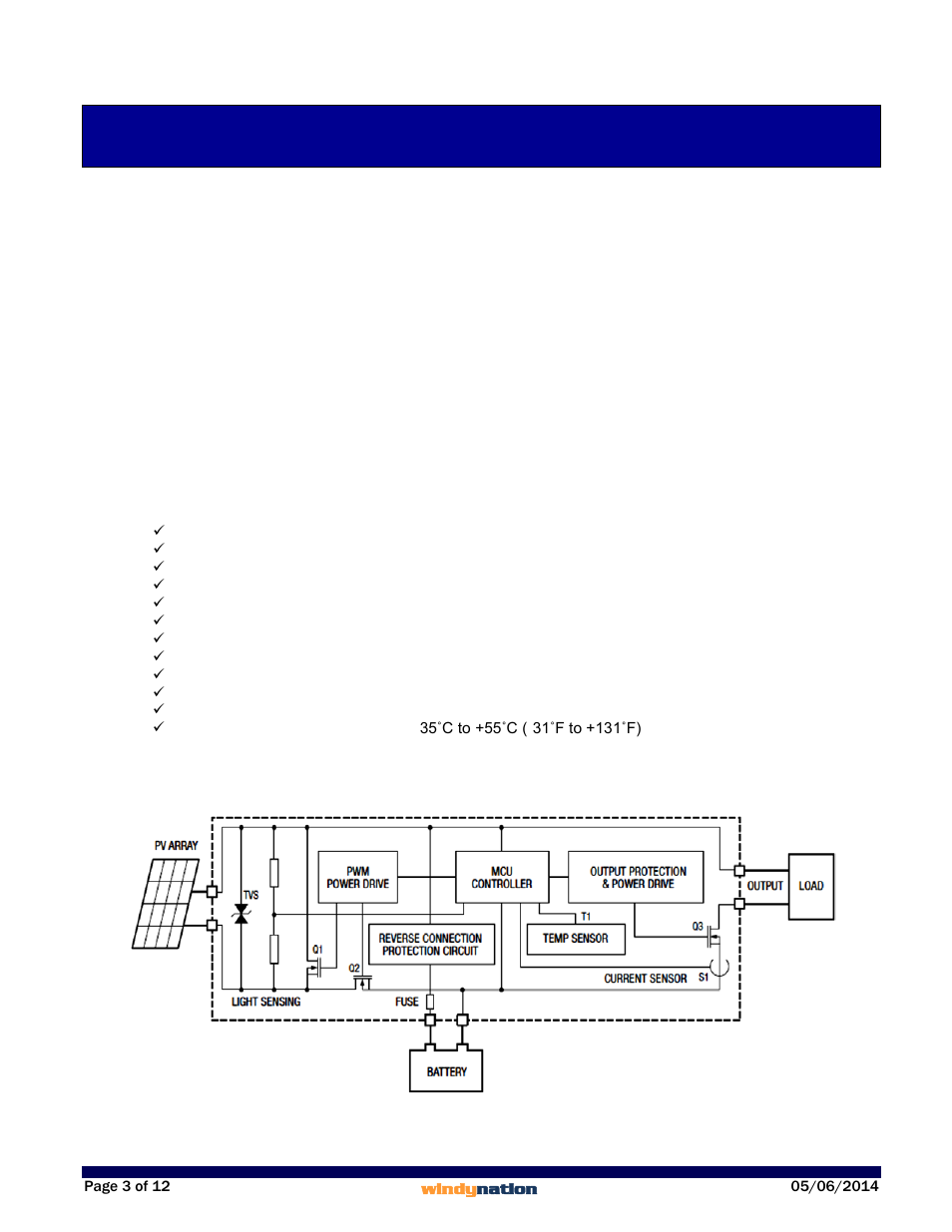 1 introduction, 1 features, 2 system diagram | Introduction, Features, System diagram | Windy Nation Solar Panel Charge Controller User Manual | Page 3 / 12