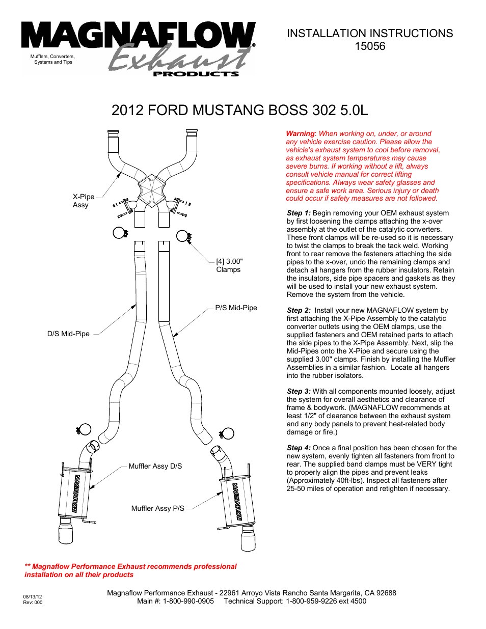 MagnaFlow FORD MUSTANG Stainless Cat-Back System PERFORMANCE EXHAUST User Manual | 1 page