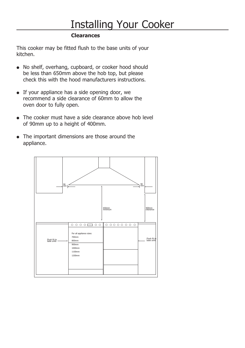 Installing your cooker | Glen Dimplex Home Appliances Ltd 100 User Manual | Page 24 / 34