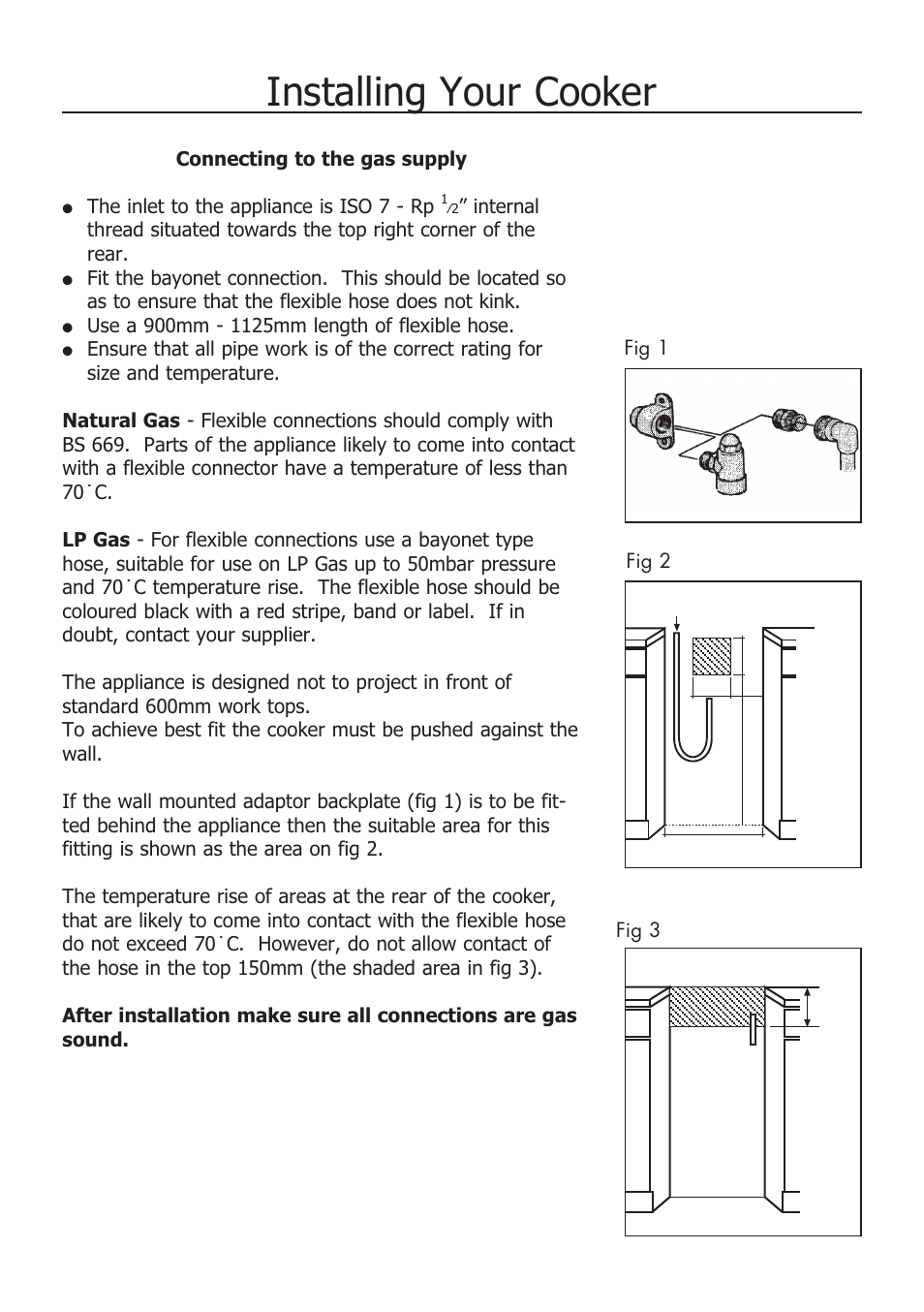 Installing your cooker | Glen Dimplex Home Appliances Ltd 100 User Manual | Page 27 / 34